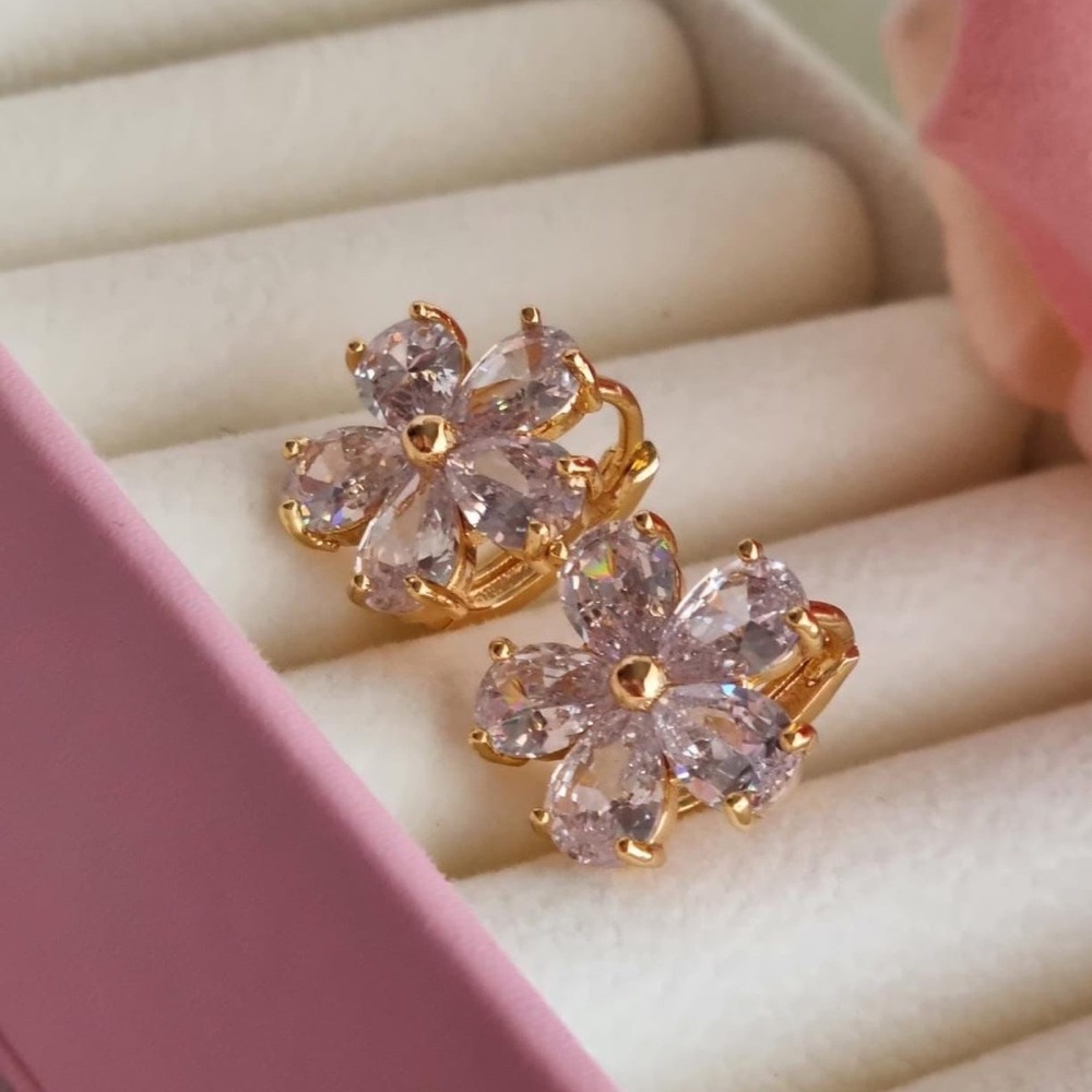 Gold and Silver Floral Earrings